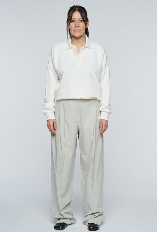 lightweight wide suit pant in stone color