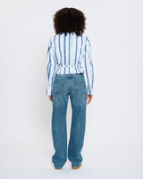Linear Cut Jean in Blue Chain Twill