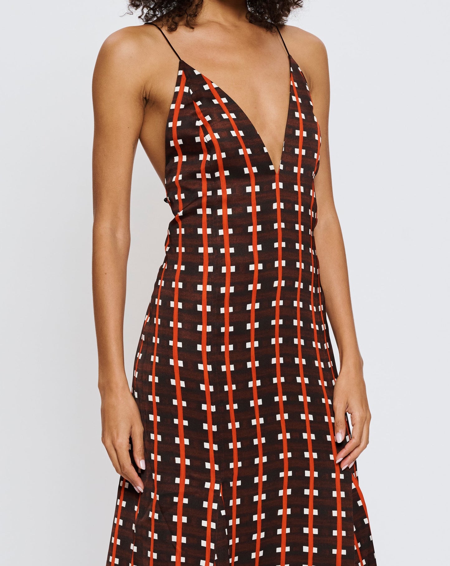 Josephine Dress in Brown and Red