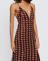 Josephine Dress in Brown and Red