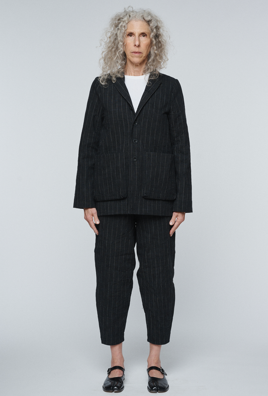 The Photographer Jacket in Crumpled Pinstripe