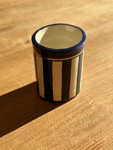 Navy Cream and Gold Striped Vase