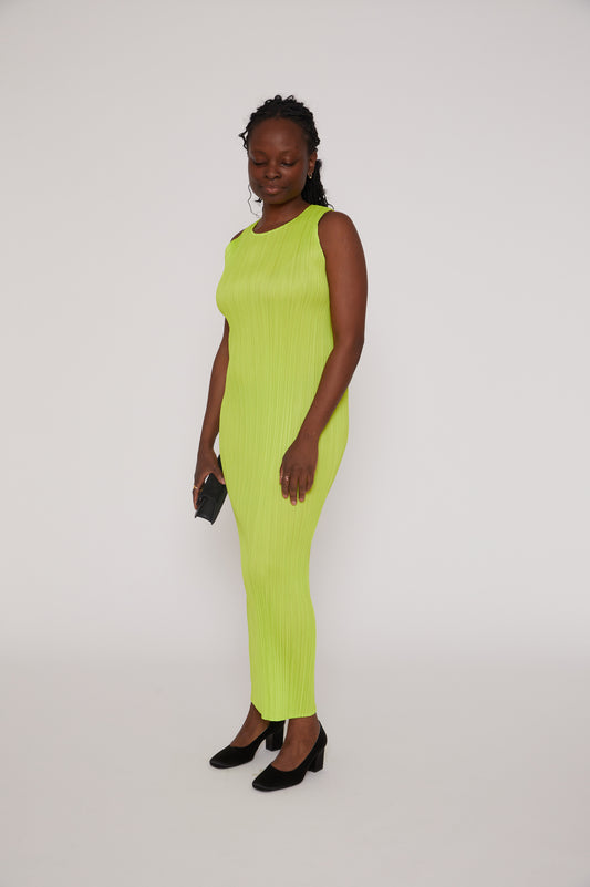 New Colorful Basics Dress in Yellow Green