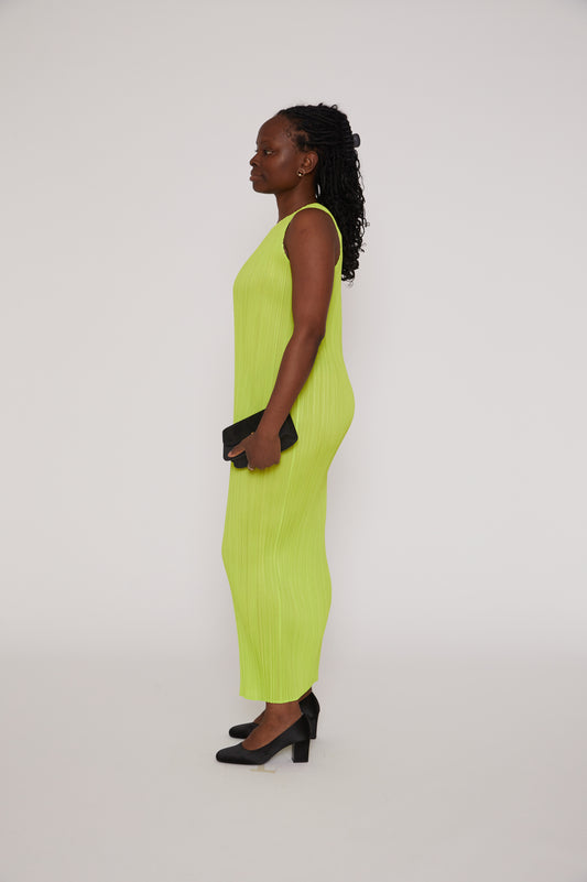 New Colorful Basics Dress in Yellow Green