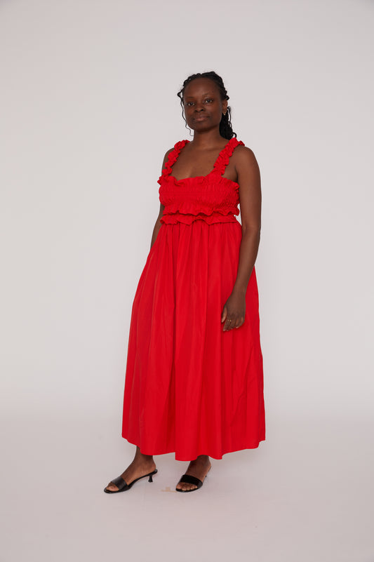 Giovanna Dress Cotton in Poppy Red