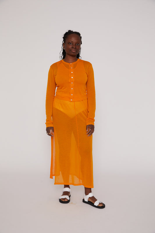 Cotton Gauze Cardigan in Orange