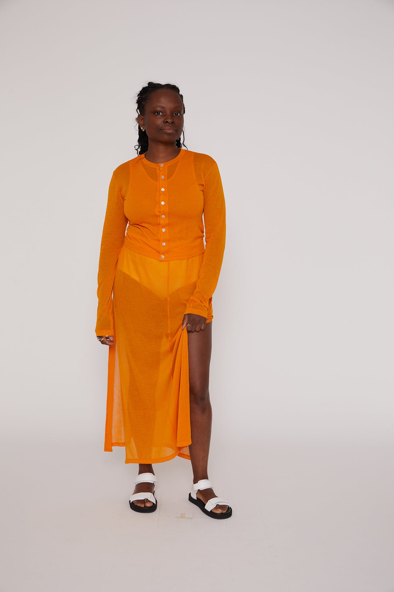 Cotton Gauze Dress in Orange