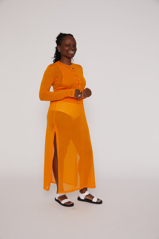 Cotton Gauze Dress in Orange