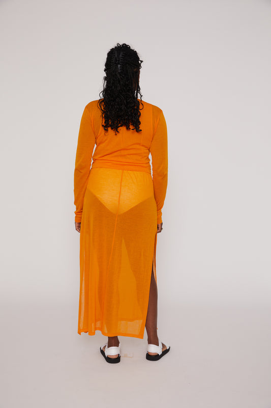 Cotton Gauze Dress in Orange