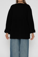 Wool Coat Top in Black