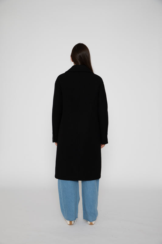 Double Faced Wool Coat in Navy