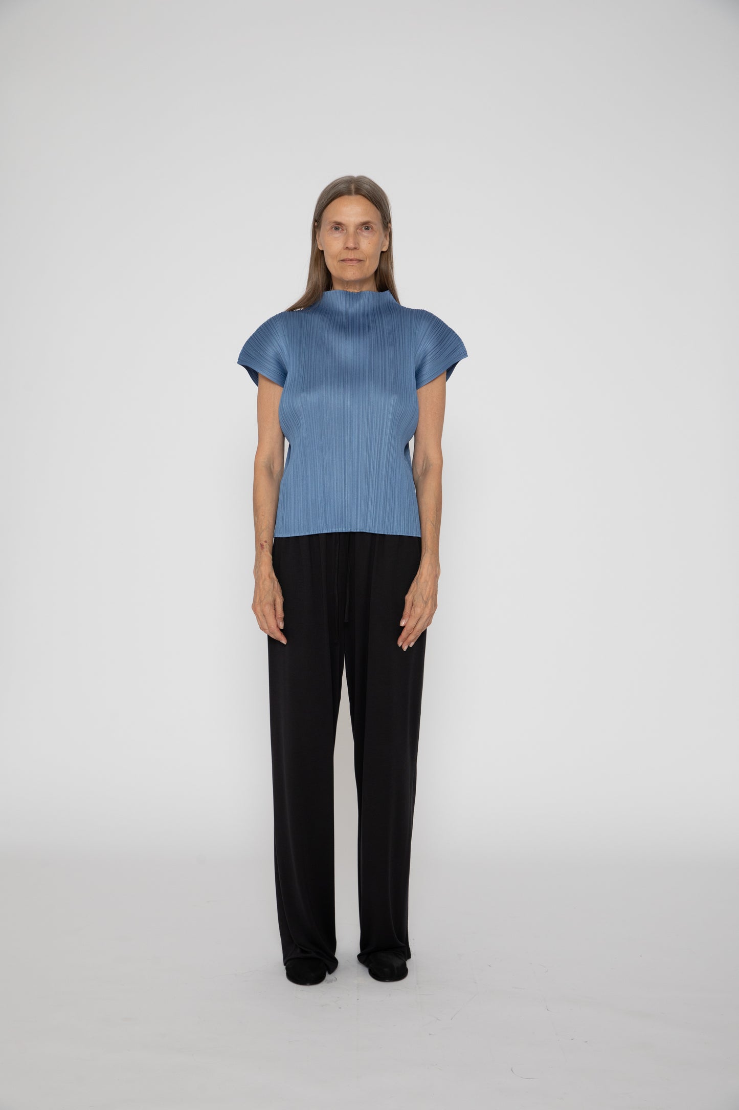 Monthly Colors Turtleneck Tee in Steel Blue