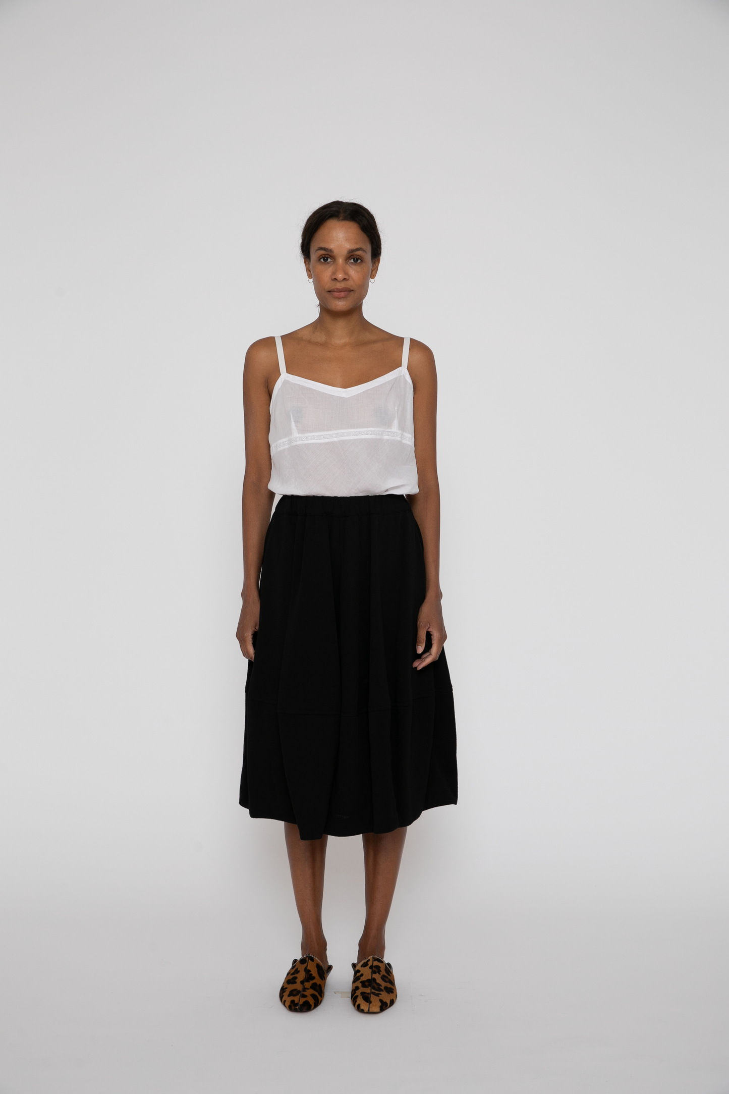 Wool Milano Rib Skirt in Black