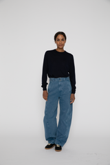 Twisted Belted Pants in Denim Snow Blue