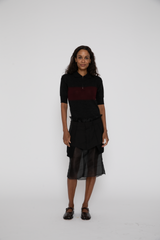 Midi Polo Layered Dress in Black/Brown