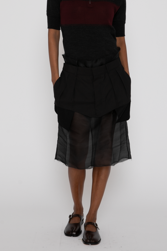 Midi Polo Layered Dress in Black/Brown