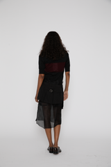 Midi Polo Layered Dress in Black/Brown