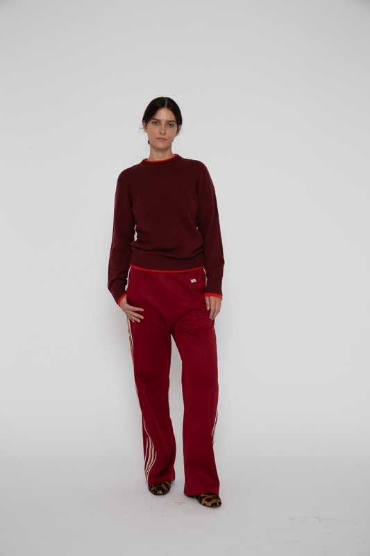 Shine Track Pant in Burgundy