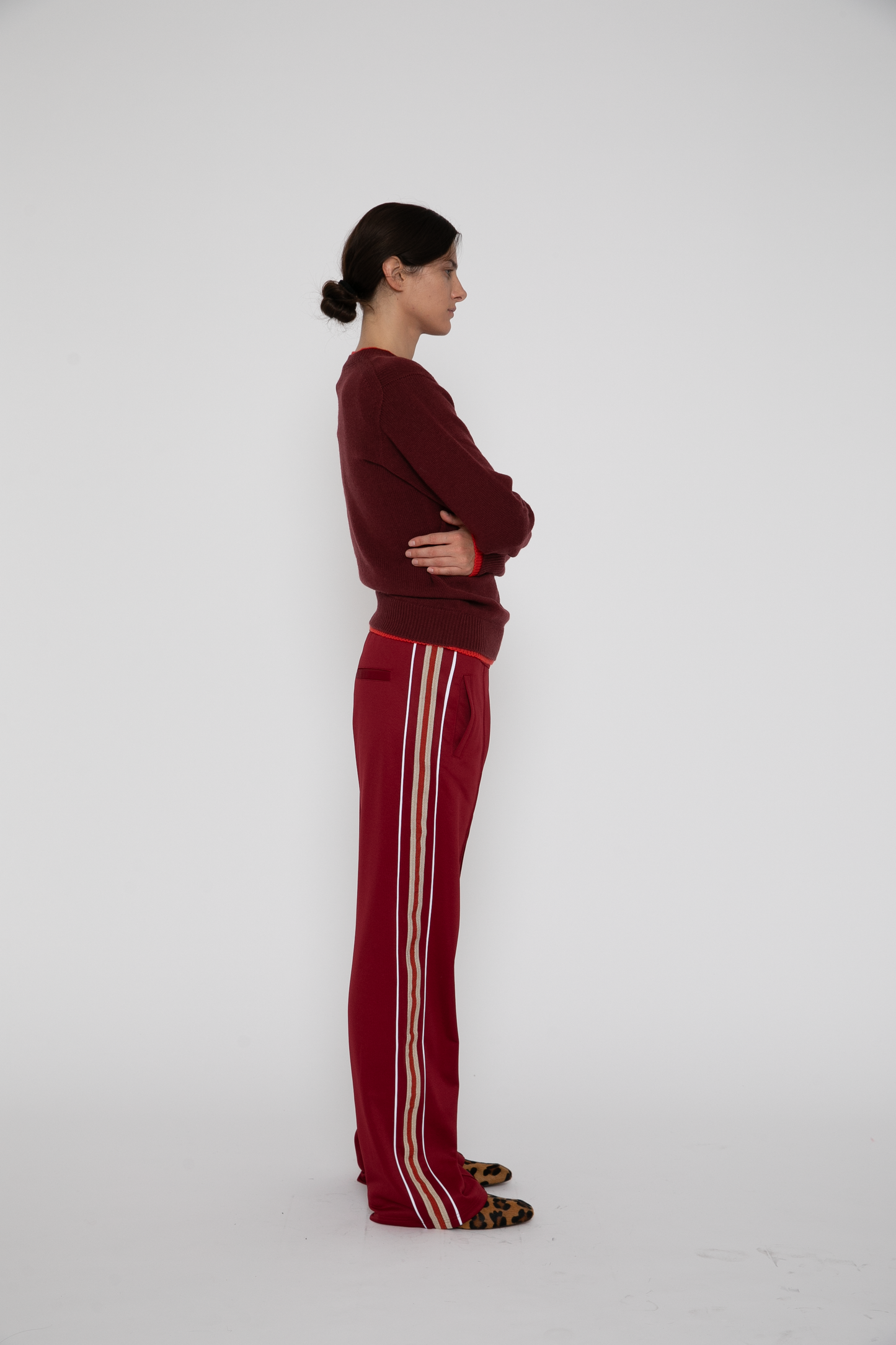 Shine Track Pant in Burgundy