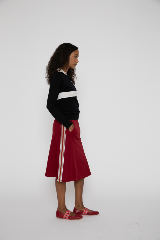 Shine Jersey Skirt in Burgundy