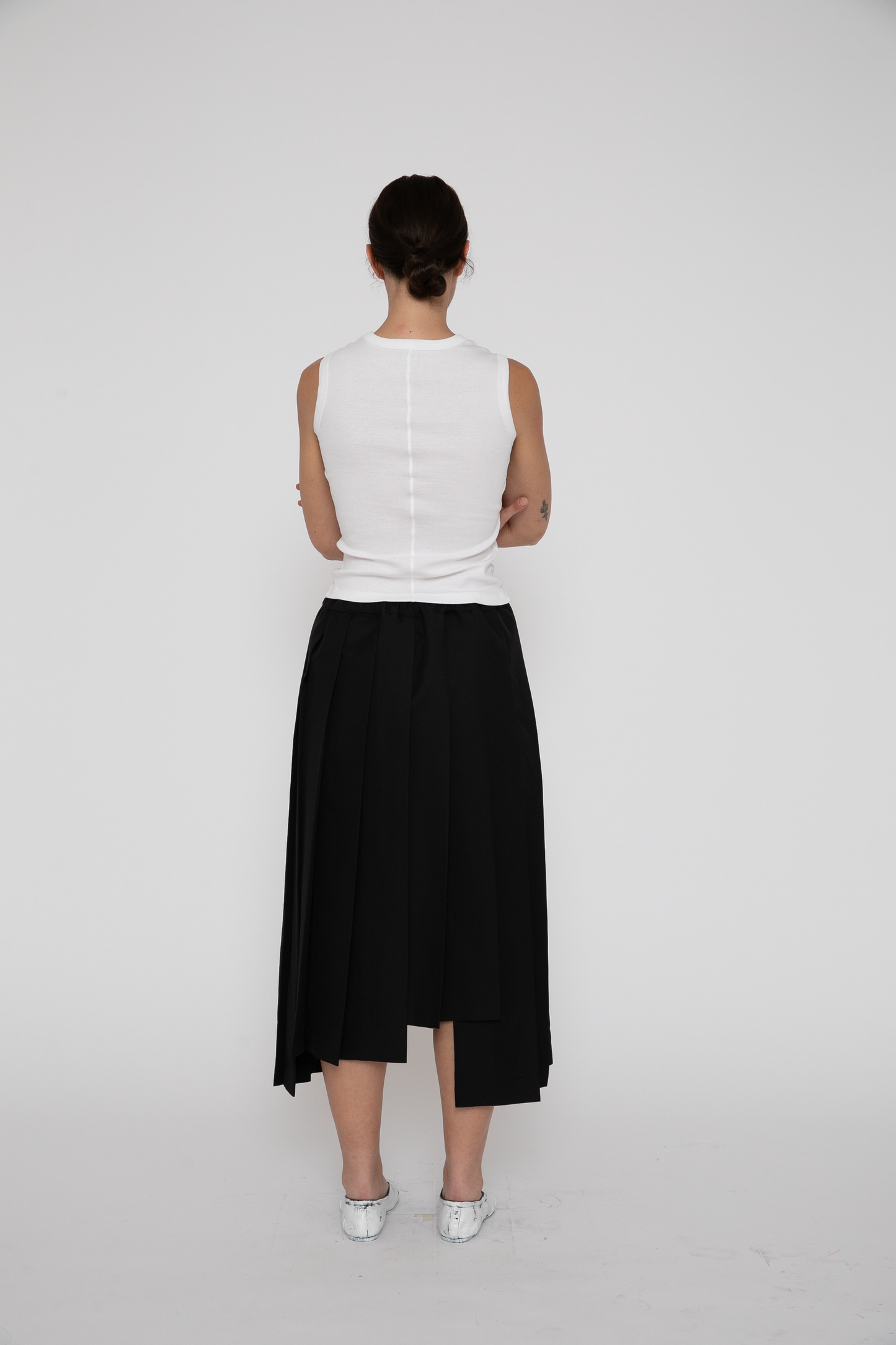 Asymmetrical Pleated Skirt in Black