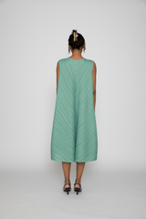 Mellow Pleats Dress in Steel Green