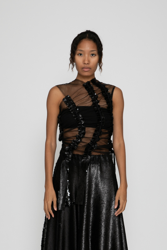 Kyra Tulle Top in Black