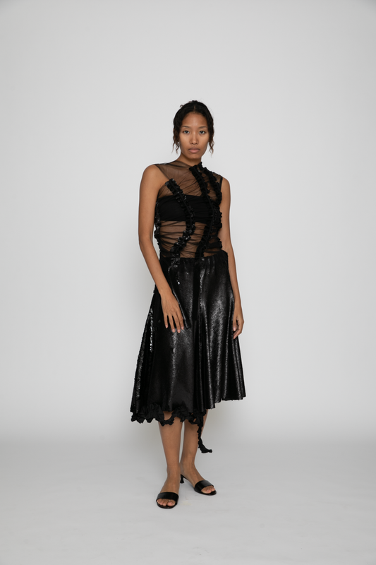 Kyra Tulle Top in Black