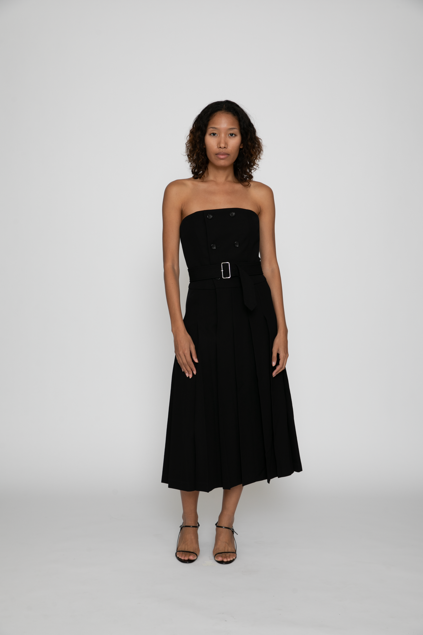 Strapless Pleated Dress in Black