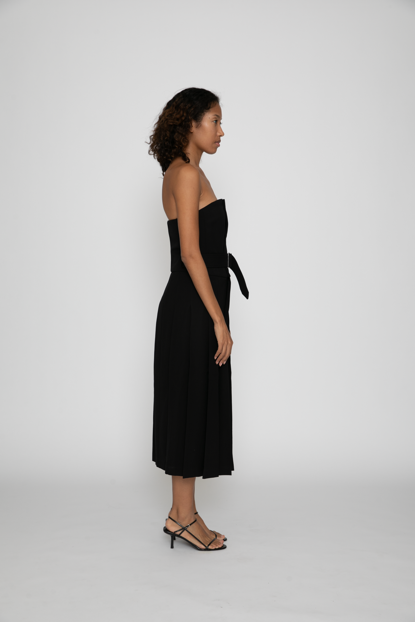 Strapless Pleated Dress in Black