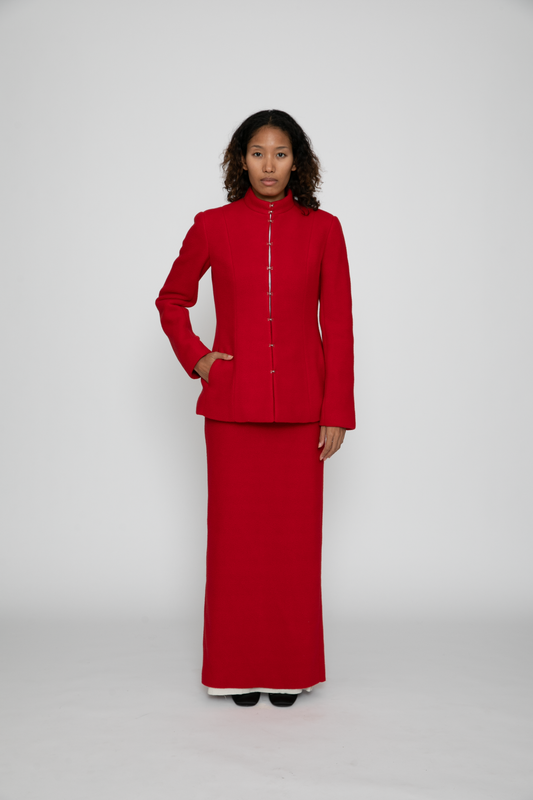 Shaped Victorian Jacket in Red Fleece