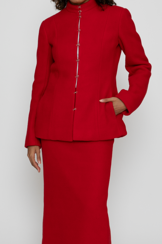 Shaped Victorian Jacket in Red Fleece