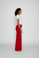 Long Fleece Skirt in Red