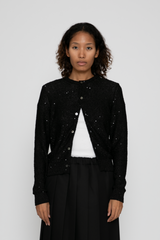 Spangle Thread Jersey Cardigan in Black