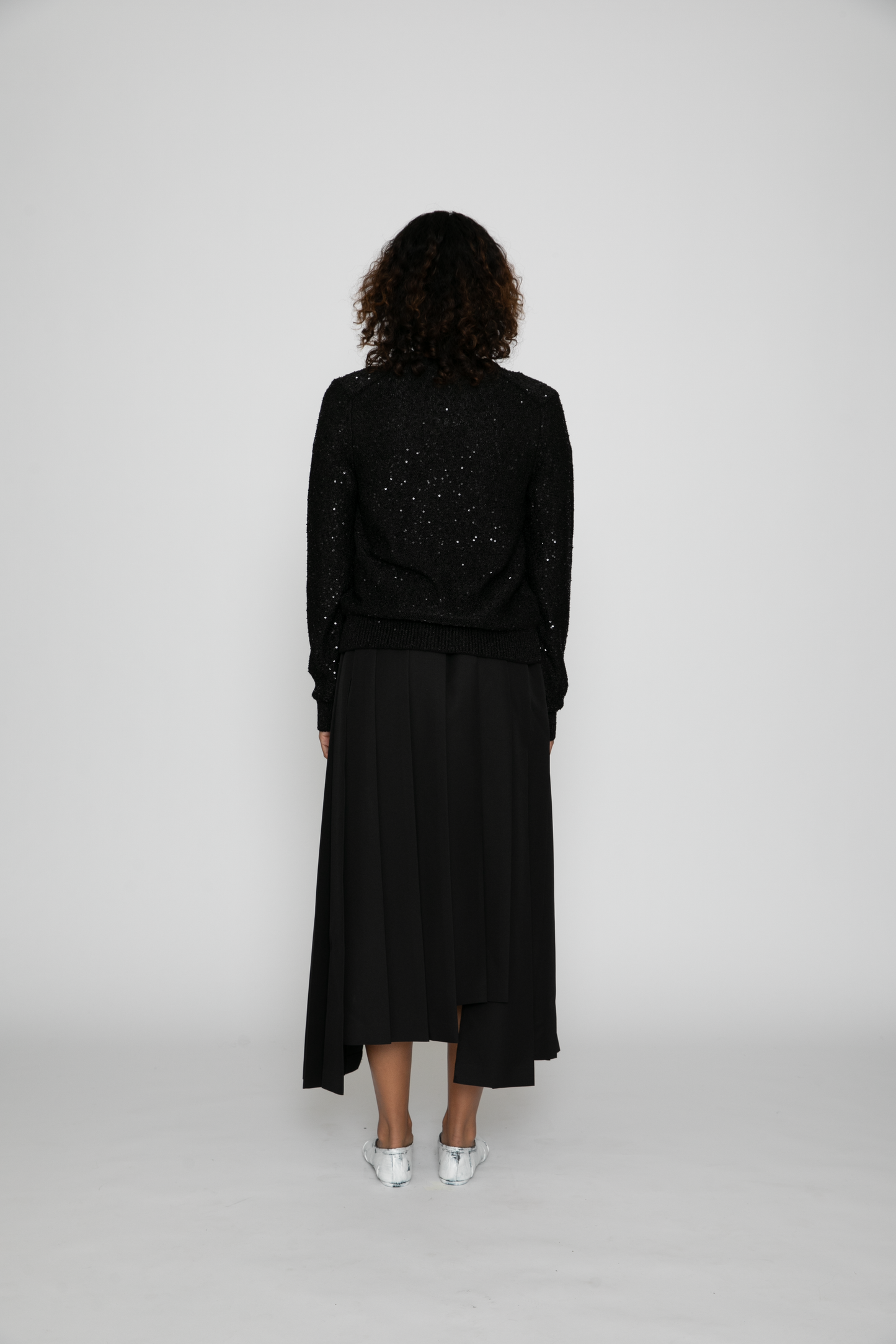 Spangle Thread Jersey Cardigan in Black