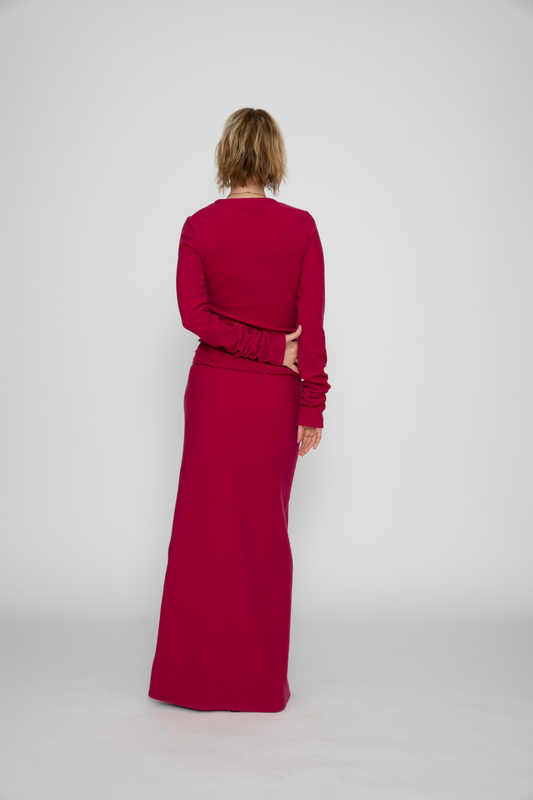 Long Jersey Skirt in Magenta