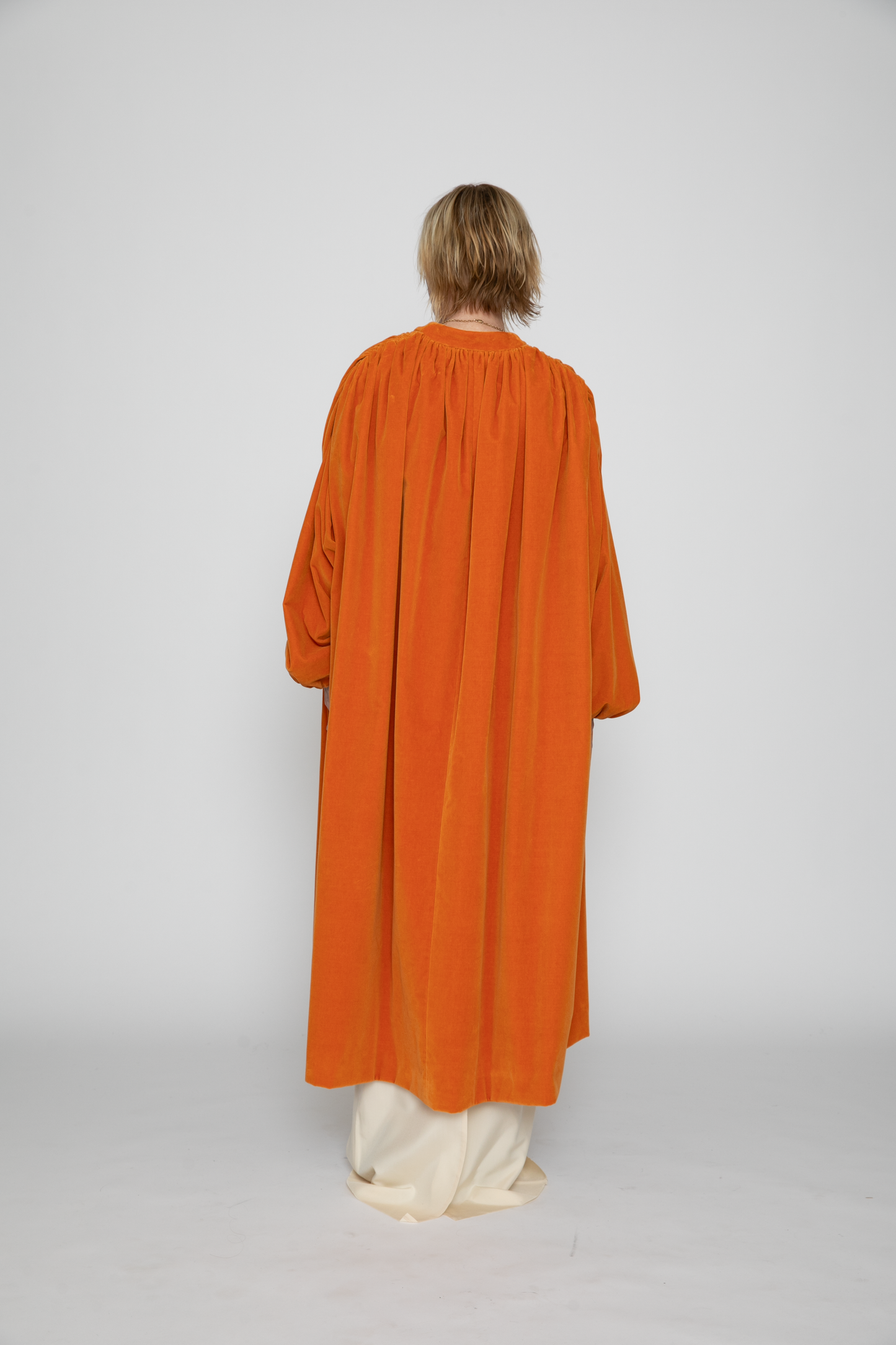 Gathered Opera Coat in Orange