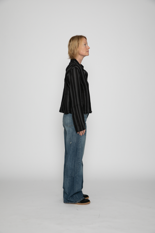 Auto Shirt in Noir Stripe Sheer