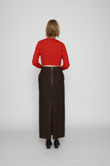 Shetland Wool Skirt in Brown Tweed