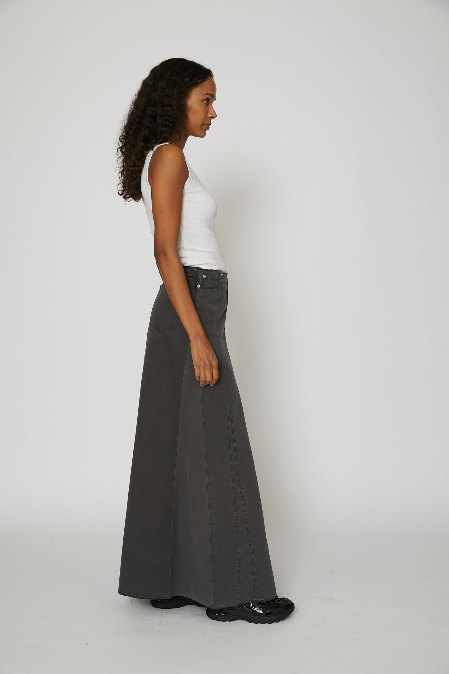 Rebel Skirt in Ash Black Herringbone