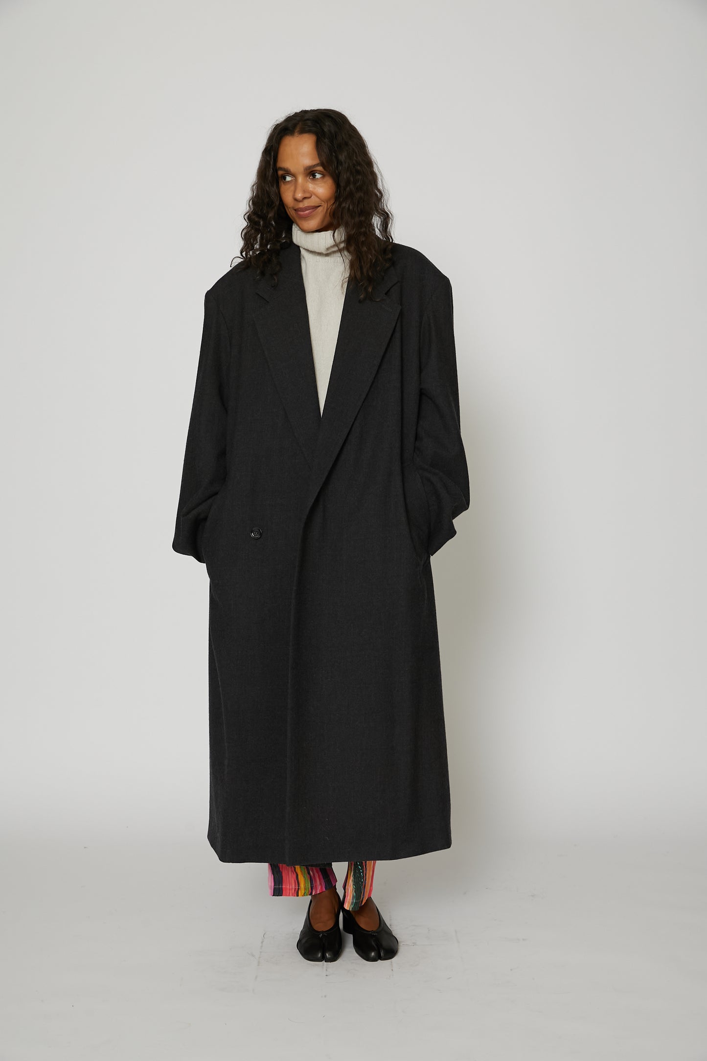 Maxi DB Coat in Anthracite