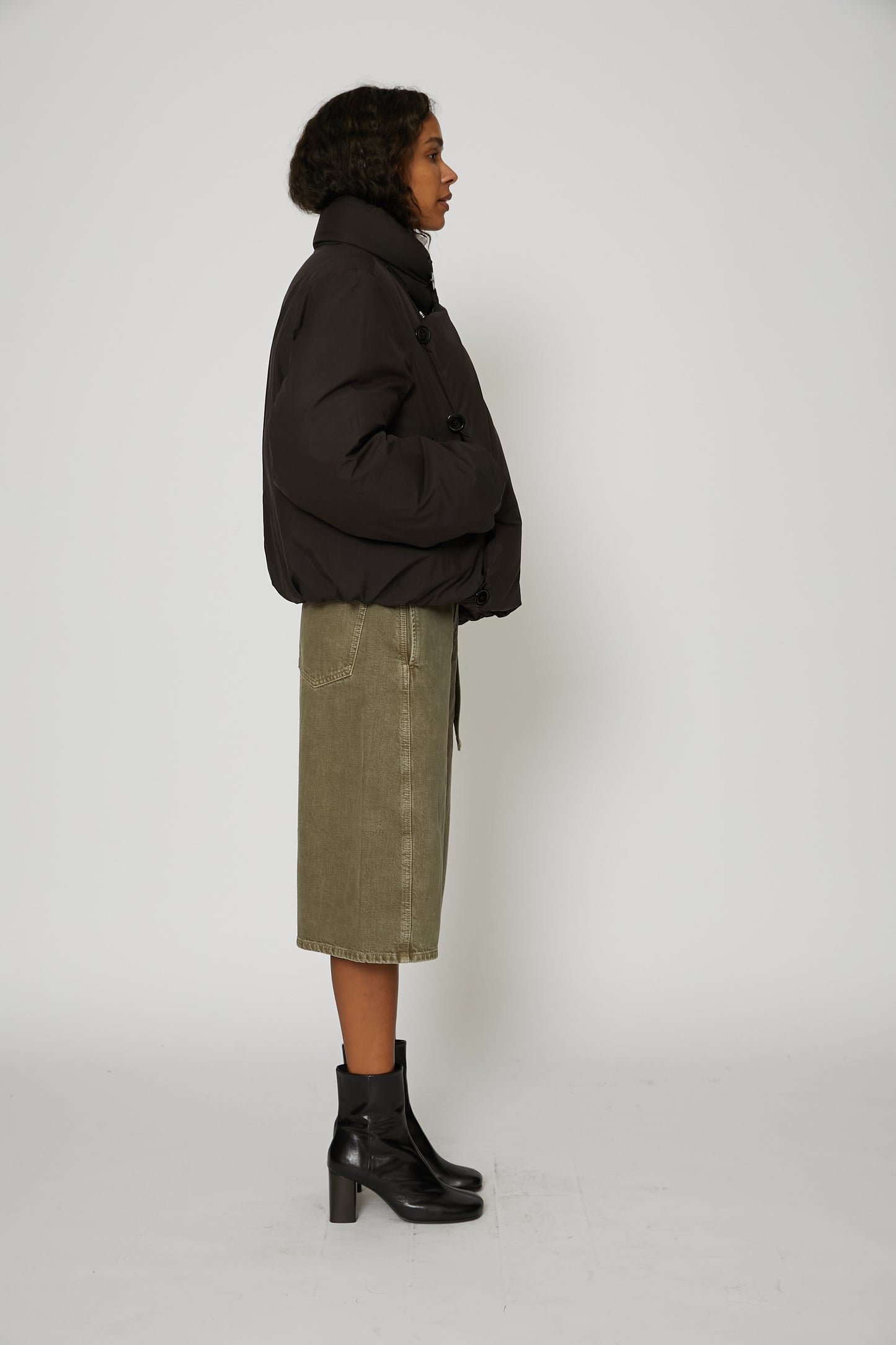 Short Puffer Blouson in Espresso