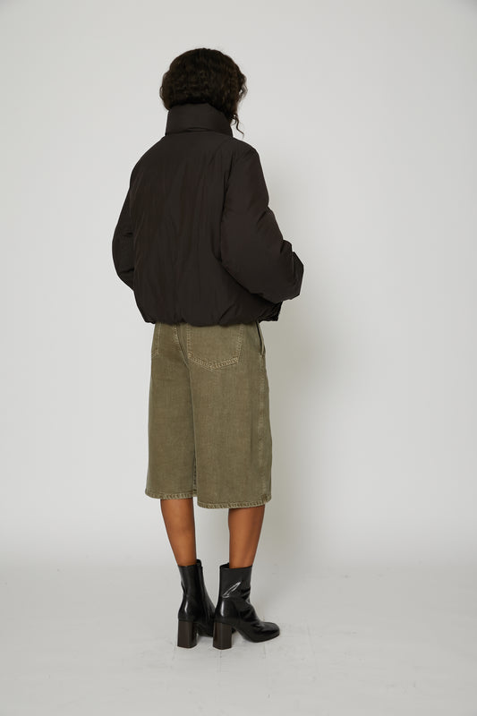 Short Puffer Blouson in Espresso