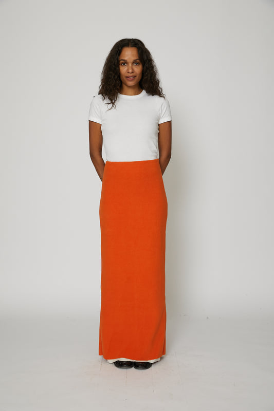 Long Fleece Skirt in Orange