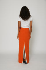 Long Fleece Skirt in Orange