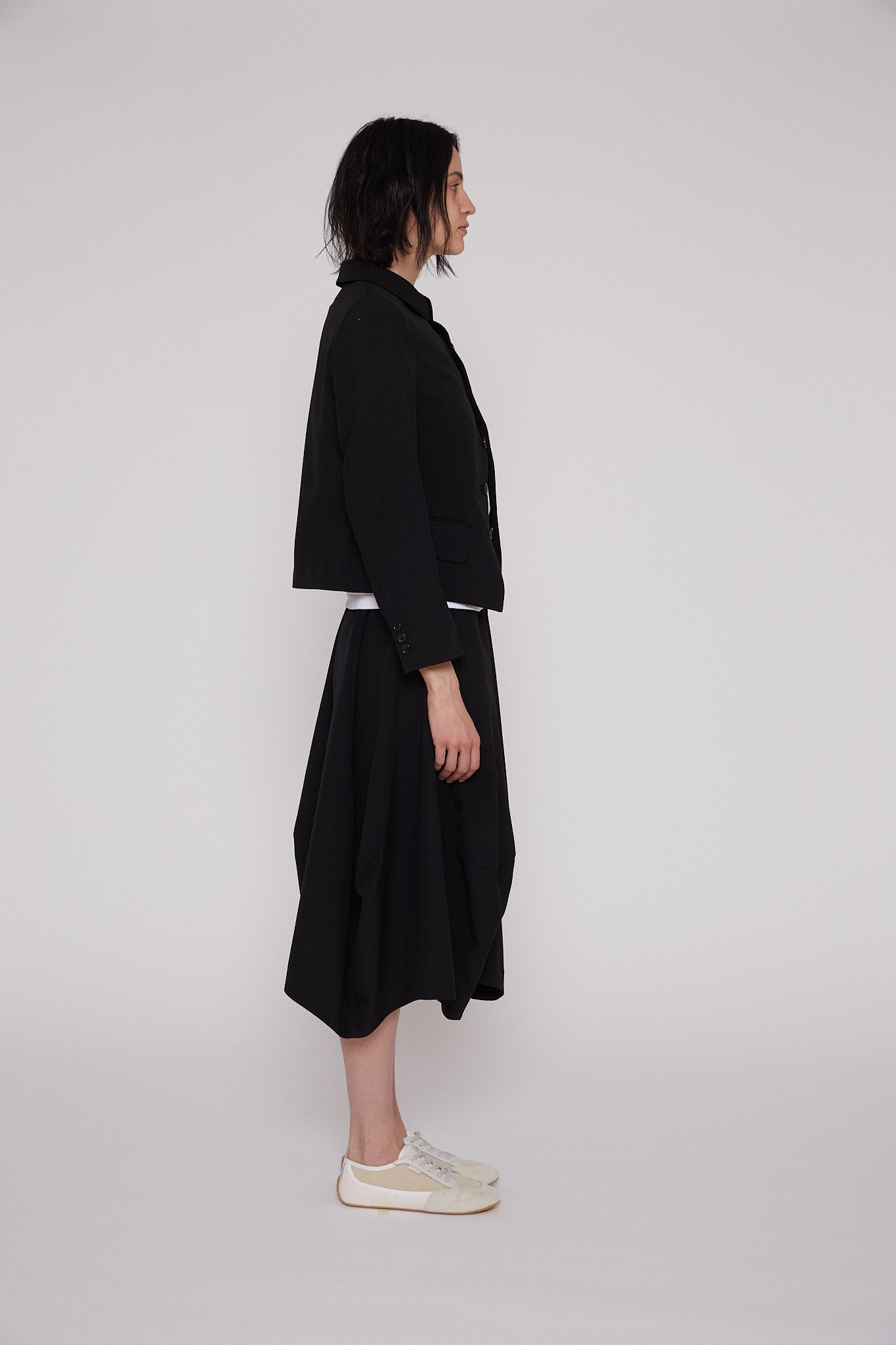 Tropical Wool Skirt in Black
