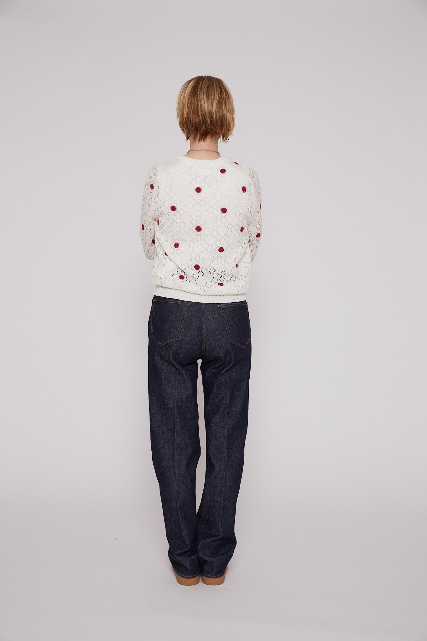 Polka Dot Sweater in White and Red