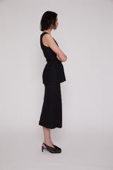 Peplum Textured Dress in Black