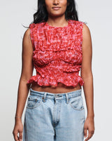 Uphi Top in Magenta and Red
